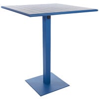 BFM Seating Beachcomber-Margate 24" x 32" Berry Aluminum Bar Height Outdoor / Indoor Table with Square Base
