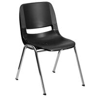 Flash Furniture Hercules Black Ergonomic Shell Stack Chair with Chrome Frame