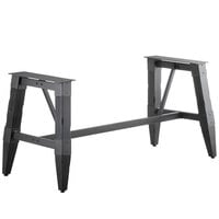Lancaster Table & Seating Industrial Antique Slate Gray Trestle Table Base for 30" x 72" Table Tops