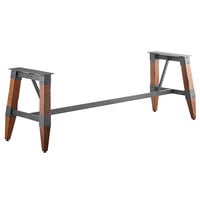 Lancaster Table & Seating Industrial Antique Walnut Trestle Table Base for 30" x 96" Table Tops