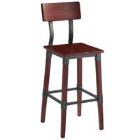 Lancaster Table & Seating Industrial Bar Stool with Mahogany Finish