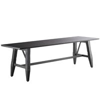 Lancaster Table & Seating Industrial 30" x 96" Solid Wood Live Edge Trestle Base Table with Antique Slate Gray Finish