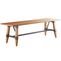 Lancaster Table & Seating Industrial 30" x 96" Solid Wood Live Edge Trestle Base Table with Antique Natural Finish