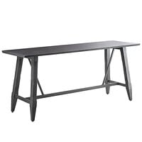 Lancaster Table & Seating Industrial 30" x 96" Solid Wood Live Edge Bar Height Trestle Base Table with Antique Slate Gray Finish