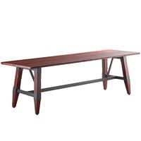 Lancaster Table & Seating Industrial 30" x 96" Solid Wood Live Edge Trestle Base Table with Mahogany Finish