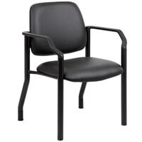Boss Black Mid-Back Antimicrobial Guest Chair with Arms