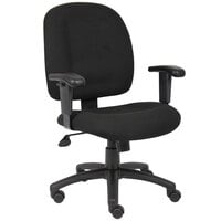 Boss B495-BK Black Fabric Task Chair with Adjustable Arms