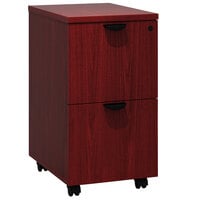 Boss N149-M Mahogany Laminate Mobile Pedestal Letter File Cabinet with 2 File Drawers - 16" x 22" x 28 1/2"