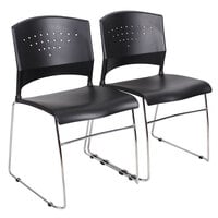 Boss Black Stack Chair with Chrome Frame - 2/Pack