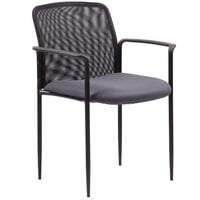 Boss B6909-GY Gray Mesh Stackable Guest Chair with Arms