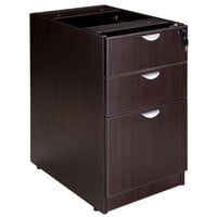 Boss N166-MOC Mocha Laminate Deluxe Pedestal Letter File Cabinet with 2 Box Drawers and 1 File Drawer - 16" x 22" x 28 1/2"