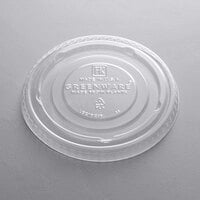 Fabri-Kal LGC16/24F Greenware 16, 20, and 24 oz. Compostable Clear Plastic Flat Lid without Straw Slot - 100/Pack