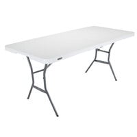 Lifetime 25011 72 3/16" x 30" White Granite Plastic Light-Duty Fold-In-Half Table