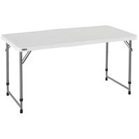 Lifetime 4428 48" x 24" White Granite Plastic Light-Duty Adjustable Fold-In-Half Table