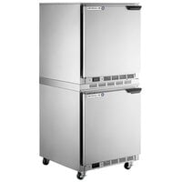 Beverage-Air UCF27AHC-24-23 Double Stacked 27" Undercounter Freezer with Left Hinged Doors and 3" Casters