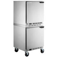 Beverage-Air UCR27AHC-24 Double Stacked 27" Undercounter Refrigerator with Left Hinged Doors and 6" Casters