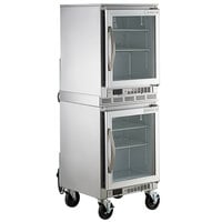Beverage-Air UCR20HC-25 Double Stacked 20" Shallow Depth Glass Door Undercounter Refrigerator with 6" Casters