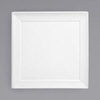 Front of the House DSP027WHP23 Spiral 7 1/2" White Porcelain Square Plate - 12/Case