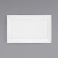 Front of the House DSP002WHP22 Spiral 11" x 7" White Porcelain Rectangular Plate - 6/Case