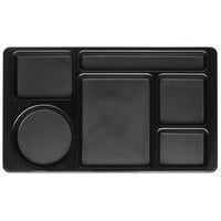 Carlisle 61503 Space Saver 8 3/4" x 15" Ambidextrous ABS Plastic Black 6 Compartment Tray