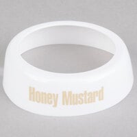 Tablecraft CB10 Imprinted White Plastic "Honey Mustard" Salad Dressing Dispenser Collar with Beige Lettering