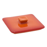 Front of the House DLI136ORC23 Kiln 5 1/2" Blood Orange Square Stoneware Lid for 8 oz. Ovenware Dish - 12/Case