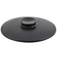 Front of the House DLI132BKC21 Kiln 6 1/4" Black Round Stoneware Lid for 21 oz. Ovenware Dish - 4/Case