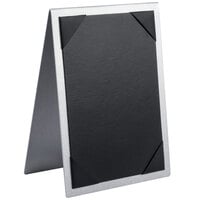Menu Solutions MTDBL-58 Alumitique Two View Brushed Aluminum Menu Tent with Picture Corners - 5 1/2" x 8 1/2"