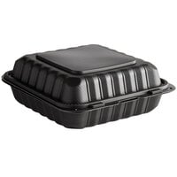 Ecopax 8" x 8" 1-Compartment Microwaveable Black Mineral-Filled Plastic Hinged Take-Out Container - 150/Case