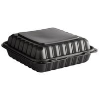 Ecopax 9" x 9" 1-Compartment Microwaveable Black Mineral-Filled Plastic Hinged Take-Out Container - 150/Case
