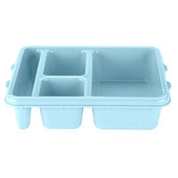 Cambro 9114CW414 Camwear 9" x 11" Ambidextrous Heavy-Duty Polycarbonate NSF Teal 4 Compartment Meal Delivery Tray - 24/Case