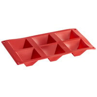Thunder Group Red Silicone 6 Compartment Pyramid Mold
