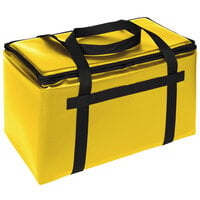 Sterno Customizable Yellow Space Saver Delivery 3XL Insulated Food Carrier, 22" x 13" x 14" - Holds (8) 9" x 9" x 3" Meal Containers