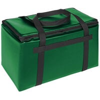 Sterno Customizable Kelly Green Space Saver Delivery 3XL Insulated Food Carrier, 22" x 13" x 14" - Holds (8) 9" x 9" x 3" Meal Containers