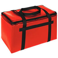 Sterno Customizable Red Space Saver Delivery 3XL Insulated Food Carrier, 22" x 13" x 14" - Holds (8) 9" x 9" x 3" Meal Containers