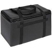 Sterno Customizable Black Space Saver Delivery 3XL Insulated Food Carrier, 22" x 13" x 14" - Holds (8) 9" x 9" x 3" Meal Containers