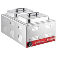 Avantco W50 12" x 20" Full Size Electric Countertop Food Warmer / Chicken Wing Warmer with (2) 1/2 Size Hotel Pans and Covers - 120V, 1200W