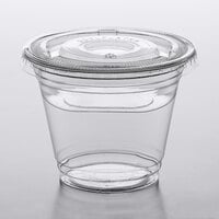 Choice 9 oz. Clear Plastic Squat Cold Cup with 4 oz. Insert and PET Flat Lid with No Hole - 100/Pack