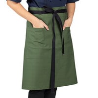Uncommon Chef 3118 Sea Green Customizable 100% Cotton Canvas Mod Waist Apron with Black Webbing and 3 Pockets - 24" x 34"