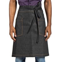 Uncommon Chef 3124 Black Customizable 100% Cotton Spunk Waist Apron with Black Webbing and 2 Pockets 24" x 31"