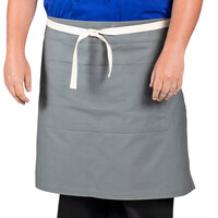 Uncommon Chef 3117 Gray Customizable 100% Cotton Canvas Moxie Waist Apron with Natural Webbing and 3 Pockets - 24" x 34"