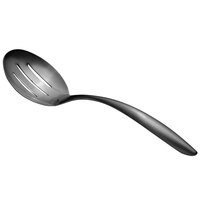Bon Chef 9464BM 9 3/4" Black Matte Stainless Steel Slotted Serving Spoon with Hollow Cool Handle