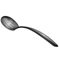 Bon Chef 9458BM 13 1/2" Black Matte Stainless Steel Slotted Serving Spoon with Hollow Cool Handle