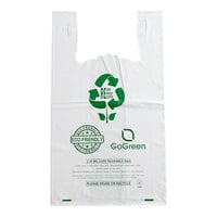 Choice 1/5 Large Size 2.25 Mil White Reusable Extra Heavy-Duty Plastic T-Shirt Bag - 150/Case