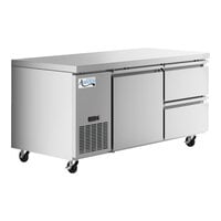 Avantco SS-UD-2RB 67" Stainless Steel Extra Deep Undercounter Refrigerator with 2 Right Drawers and 1 Door