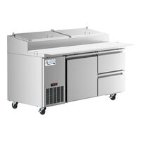 Avantco SSPPT-2B 68" 1 Door Refrigerated Pizza Prep Table with 2 Drawers