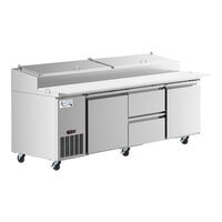 Avantco SSPPT-3F 94" 2 Door Refrigerated Pizza Prep Table with 2 Drawers