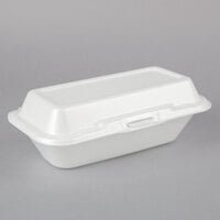 Dart 99HT1R 10 inch x 5 1/4 inch x 3 inch White Foam Hoagie Take Out Container with Perforated Hinged Lid - 500/Case