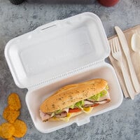 Dart 99HT1R 10 inch x 5 1/4 inch x 3 inch White Foam Hoagie Take Out Container with Perforated Hinged Lid - 500/Case