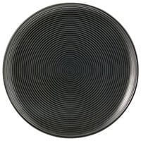 Front of the House DSP008BKP23 Spiral Ink 8" Semi-Matte Black Round Porcelain Plate - 12/Case